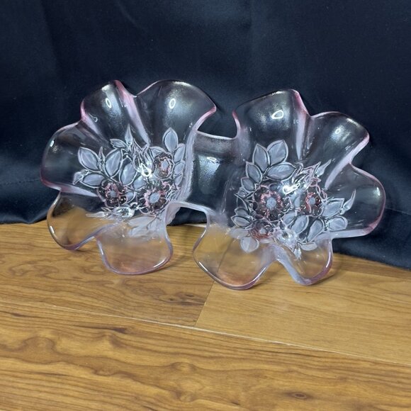 Mikasa Other - Mikasa Rosella Glass Pink Dish Vintage Bowl Floral Flowers Unique Girly Feminine